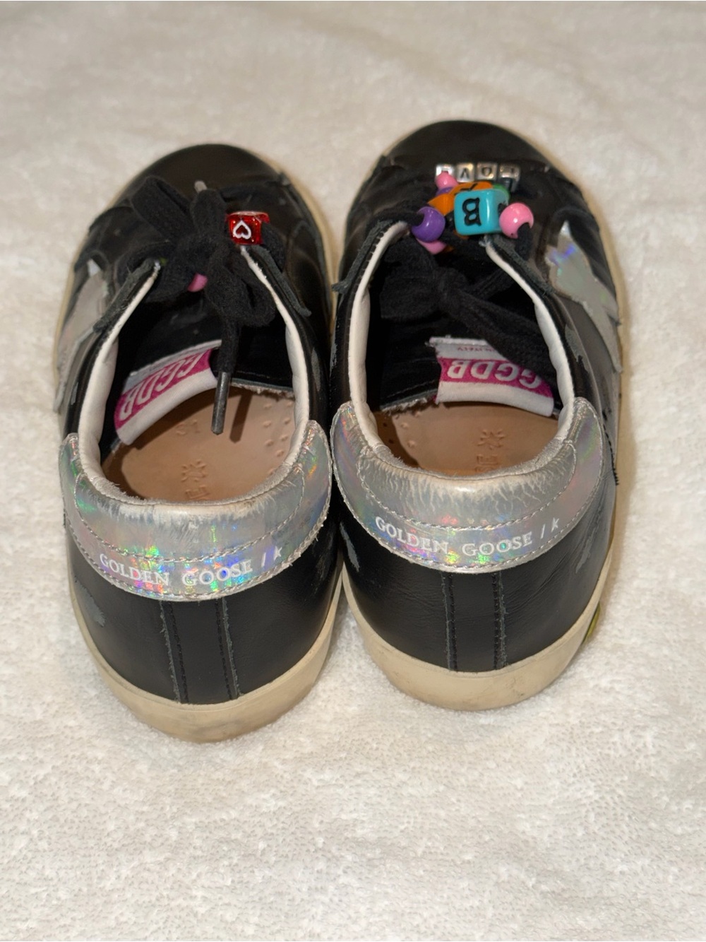 Golden Goose Private Edition Super -Star Kids Black Leather Sneakers - Picture 4 of 6
